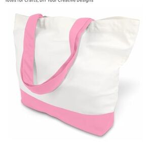 2 for $10 sale: NWT top design pink white basic cotton standard tote bag